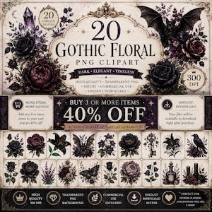Gothic moth sticker, dark moth clipart, black moth PNG, gothic butterfly, gothic floral sticker, dark botanical PNG, vintage moth clipart, witchy sticker, witchcore PNG, dark academia sticker, occult aesthetic, celestial moth, mystical clipart, Victorian gothic, botanical sticker, printable sticker, digital sticker, transparent PNG, junk journal clipart, scrapbook sticker, commercial use PNG, ghotic flowers, ghotic flowers Png, Gothic Floral Clipart PNG, Dark Botanical Elements, Moody Flowers