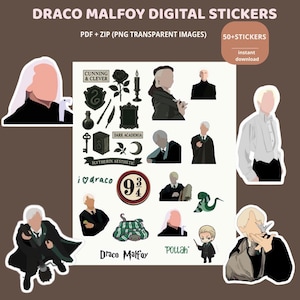 Draco Malfoy Digital Stickers Pack | Dark Academia Slytherin-Inspired Sticker Pack  | Gothic Wizard Aesthetic | Ambition & Power Stickers