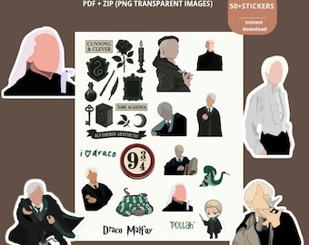 Draco Malefoy Digitale Aufkleber | Dark Academia Slytherin-inspirierter Aufkleber | Gothic Zauberer Ästhetik | Ambition & Power Sticker