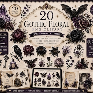 Gothic moth sticker, dark moth clipart, black moth PNG, gothic butterfly, gothic floral sticker, dark botanical PNG, vintage moth clipart, witchy sticker, witchcore PNG, dark academia sticker, occult aesthetic, celestial moth, mystical clipart, Victorian gothic, botanical sticker, printable sticker, digital sticker, transparent PNG, junk journal clipart, scrapbook sticker, commercial use PNG, ghotic flowers, ghotic flowers Png, Gothic Floral Clipart PNG, Dark Botanical Elements, Moody Flowers