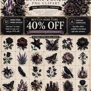 Gothic moth sticker, dark moth clipart, black moth PNG, gothic butterfly, gothic floral sticker, dark botanical PNG, vintage moth clipart, witchy sticker, witchcore PNG, dark academia sticker, occult aesthetic, celestial moth, mystical clipart, Victorian gothic, botanical sticker, printable sticker, digital sticker, transparent PNG, junk journal clipart, scrapbook sticker, commercial use PNG, ghotic flowers, ghotic flowers Png, Gothic Floral Clipart PNG, Dark Botanical Elements, Moody Flowers