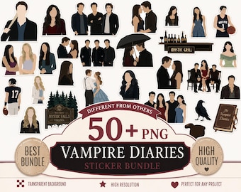 Vampire Digital  Stickers | TVD Character Digital Stickers | ZIP file (Digital Download)