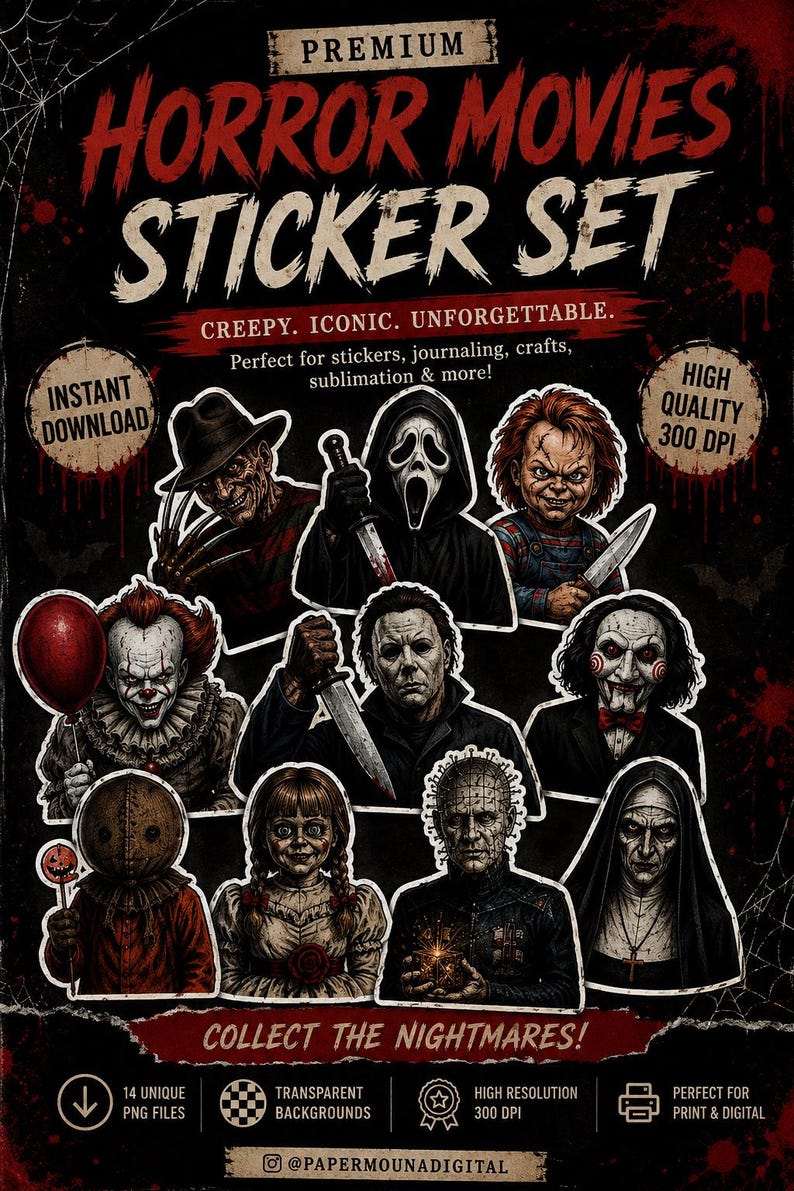 Michael Myers,Scream,Ghostface,Billy the Puppet,saw,Chucky,It Pennywise,The Ring,Freddy Krueger,The Exorcist,the nun,Anabelle,Horror Movies. Horror Movie Icons. semi-realistic horror movie PNG designs. the nun, horror movies characters, chucky stickers. horror characters,horror fan stickers,horror png,horrormovies clipart,horror legends,horror legends png,horror, png designs, freddie krueger png,horror png bundle, horror movie clipart , horror png downloads, horror png, horror movie stamps