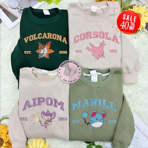 Anime Embroidered Sweatshirt, Anime Sweatshirt, Best Gift, Anime Poke, Anime Gift For Him, Custom Anime Poke Embroidered Sweatshirt