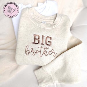 Embroidered Kids Sweatshirt, Embroidered Big brother Sweatshirt, Pregnancy Announcement, Bring baby home, sibling gift, Neutral Style