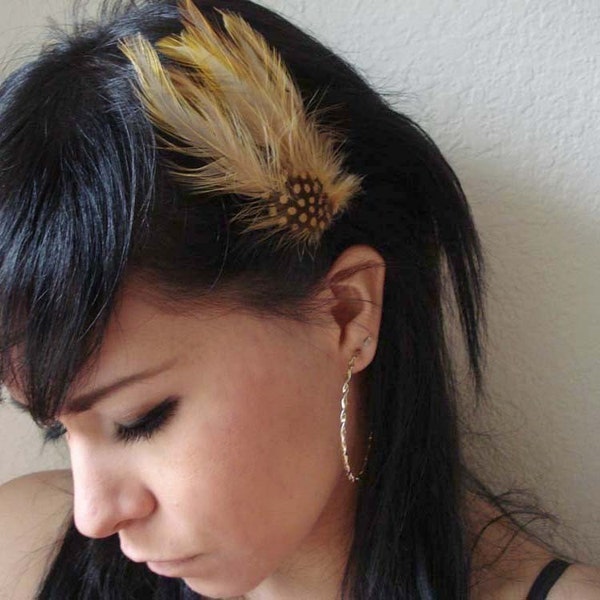 Amber Feather Hair Clips