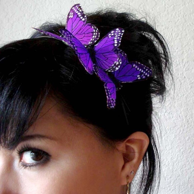 Butterfly headband butterfly hair accessory purple Etsy