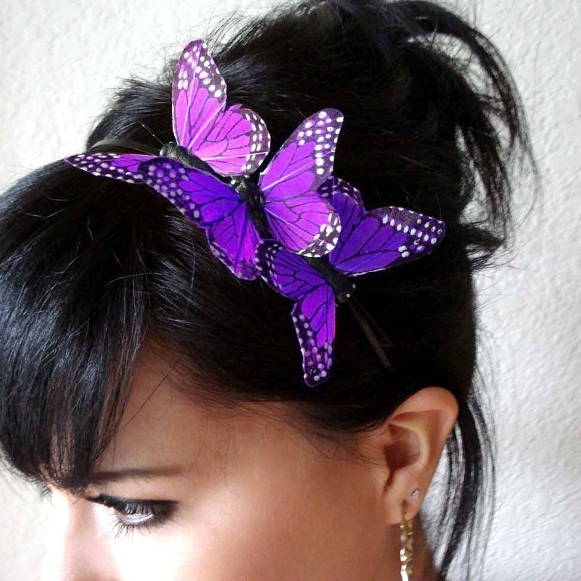 Butterfly headband butterfly hair accessory purple Etsy