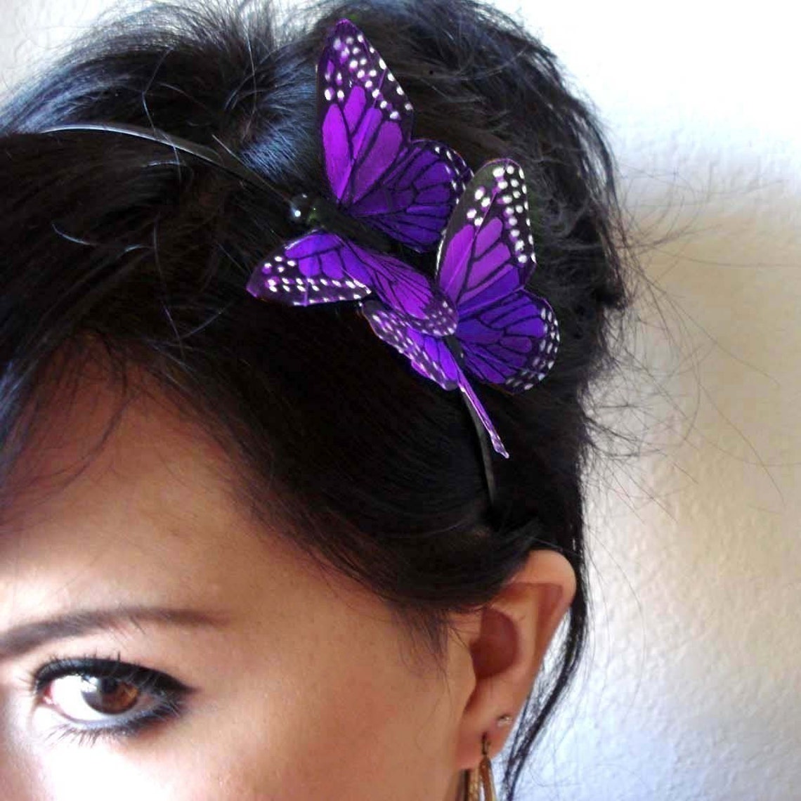 Purple butterfly headband bohemian hair accessory Etsy