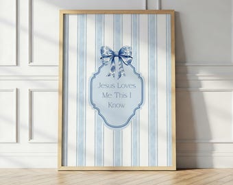 Jesus Loves Me Nursery Wall Art | Christian Baby Room Printable, Scripture Kid Room Decor