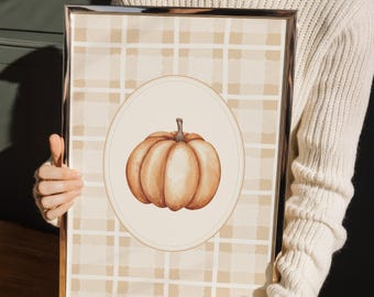 Arte de pared de calabazas / Lámina decorativa neutra de otoño, decoración otoñal para cocina rústica