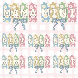 Pacchetto mini PNG Floral Mama, grafica con margherite su sfondo trasparente