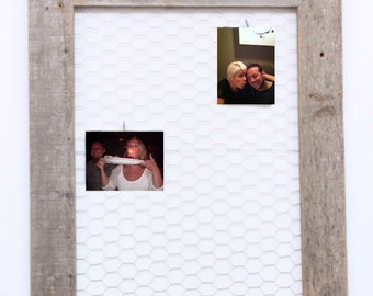 Barn Wood Chicken Wire Message/Photo Board (10 pins included)