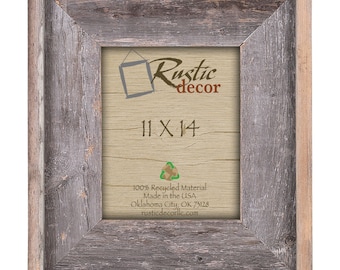 11x14 Rustic Reclaimed Barn Wood Premium Wall Frame: 4" Molding