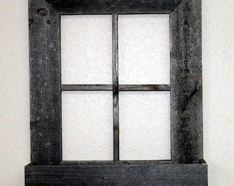 Rustic Reclaimed Barn Wood Window Frame with Flower Box