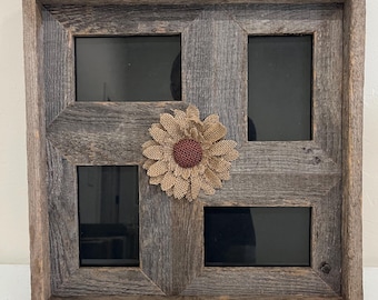 5x7 Multi-Direction Rustic Barn Wood Collage Frame - burlap sunflower