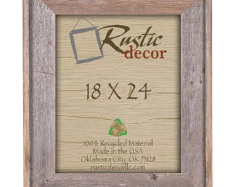 18x24 Rustic Reclaimed Barn Wood Premium Wall Frame: 4" Molding