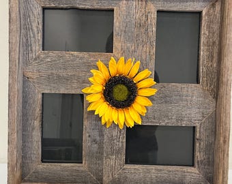 5x7 Multi-Direction Rustic Barn Wood Collage Frame - yellow sunflower