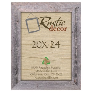 20x24 Rustic Reclaimed Barn Wood Extra Wide 3.5&quot; Wall Frame