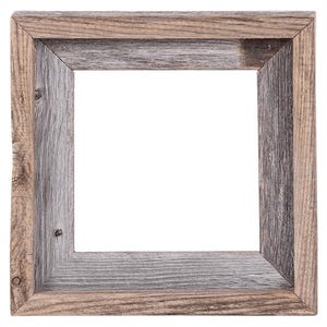 May include: A rustic wooden picture frame with a light brown outer frame and a gray inner frame. The frame is made of reclaimed wood and has a natural, weathered look.