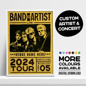 Póster de concierto personalizado para pared - Impresión personalizada de banda y gira - Regalo para amantes de la música - Regalo para asistentes a conciertos - Descarga digital