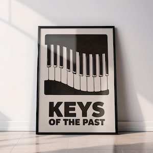 Piano Keys Wall Art, Minimalist Music Room Decor, Black and White Musical Print, Vintage Modern Art