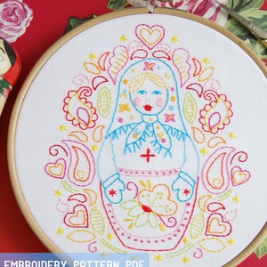 Matryoshka Russian Nesting Doll Embroidery Pattern PDF image 3