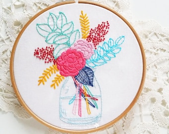 Summer in A Jar Romantic Embroidery Pattern - PDF