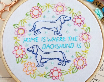 Dachshund Doxie Sausage Dog Embroidery Pattern - PDF