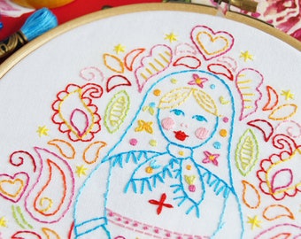 Matryoshka Russian Nesting Doll Embroidery Pattern PDF