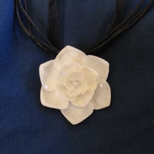 ShellFlower Pendant: White with Pearl 1.75 image 1