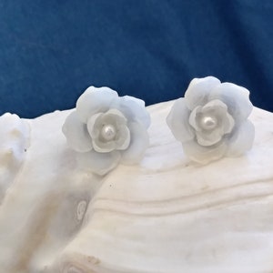 CUSTOM Shell Flower Post Earrings NEW design handcrafted with Vintage 1920's shells Limited Availability image 1