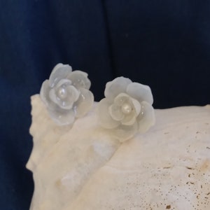 CUSTOM Shell Flower Post Earrings NEW design handcrafted with Vintage 1920's shells Limited Availability image 4