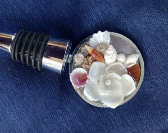 Mermaids Baubles Wine Stopper (Shellflower with Pearl & Sea Glass)