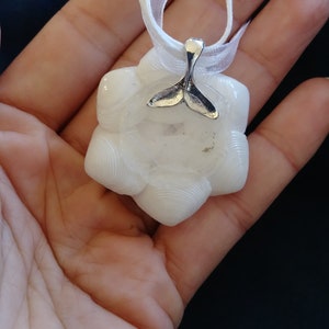 ShellFlower Pendant: White with Pearl 1.75 image 2