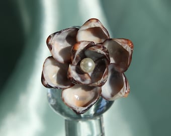 Brown Ark Shell Blossom RING inspired by Sailors Valentines