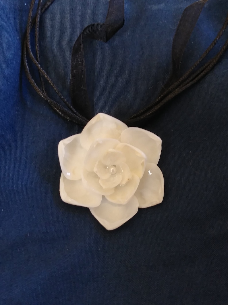 ShellFlower Pendant: White with Pearl 1.75 image 1