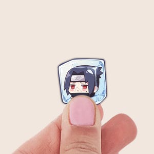 Cool Itachi Vibes! Chibi Head Ice Cube Sticker – Cute Naruto Anime Sticker for Laptops, Bottles & More