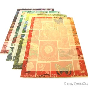 Ensemble de papier à lettres pour timbres postaux • Impression colorée dans les tons, ensemble d'écritures de lettres A5, oeuvres d'art pour timbres-poste • Ensemble cadeau éclectique de cartes de correspondance bohèmes et bohèmes
