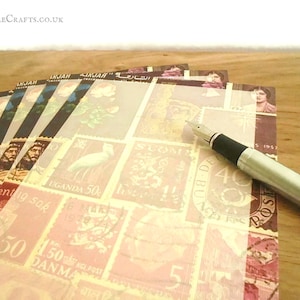 Lila Briefpapier Set • Büttenpapier & Grußkarten mit Boho Post Kunstdruck • Abstrakte Briefmarke Briefpapier Set A5 Plum Ombre