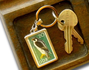 Peregrine Falcon Keyring - duck hawk, 1967 East Germany postage stamp