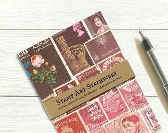 Heather Haze letter writing set, tonal postage stamp print