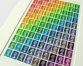 Stamp Art Rainbow - Unframed with Mount, Ready to Frame