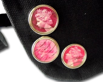 Tonal Pink Machin Mini Pin - single or set of 3 brooches in storage tin