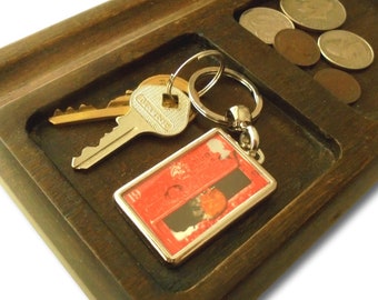 Red Robin Keyring - festive upcycled 1995 British postage stamp