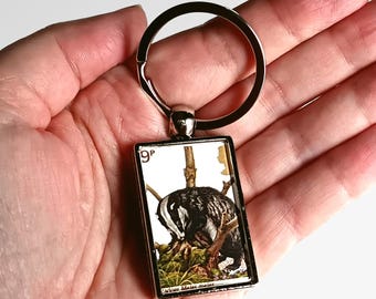 Badger Keyring - British Wildlife, upcycled 1977 GB postage stamp