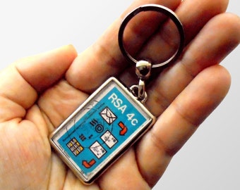 Postmark Postage Stamp Keyring - upcycled blue 1975 South Africa stamp