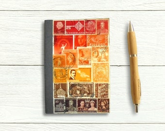 Unique postage stamp sunset travel notebook