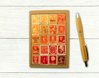 Fiery Sun Travel Notebook - vintage stamp album cover