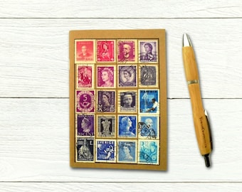 Purple Blue Ombre Notebook - vintage stamp album cover